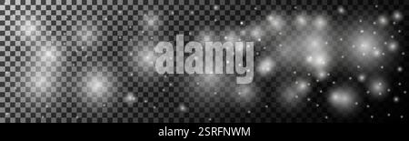 Transparente Überlagerung leuchtender Lichtpartikel auf einem karierten Hintergrund Stock Vektor