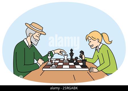 Älterer Mann spielt Schach mit einem kleinen Mädchen älterer Mann spielt Schach mit einem kleinen Mädchen Copyright: xZoonar.com/DzianisxVasilyeux 1058906200st Stockfoto