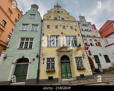 Drei Brüderhäuser in der Altstadt von Riga Stockfoto