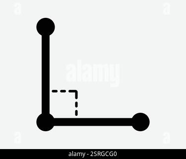 90 Grad Rechtwinklige Ecke Geometrie 90 Grad Diagramm Maßstab Form Symbol Schwarzes Weißes Symbol Zeichen Grafik Illustration Vektor Stock Vektor