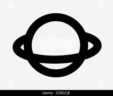 Planet Saturn Umrisslinie Galaxie Weltraum Orbit Astronomie Ring Outerspace Alien Schwarz Weiß Symbol Zeichen Symbol Grafik Illustration Vektor Stock Vektor