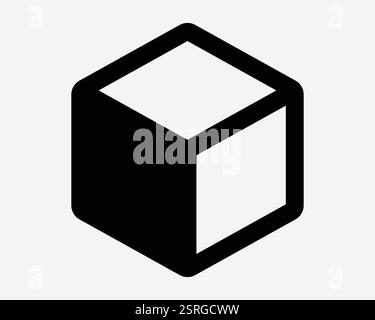 3D-Würfelbogen eine Seite Schattierung Schatten quadratische Form Umriss Liniengeometrie Symbol Schwarzes weißes Symbol Zeichen Grafik Illustration Vektor Stock Vektor