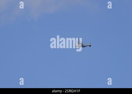 Bell Boeing V-22 Osprey Flugzeug in den Vereinigten Staaten Luftwaffe USAF Farben fliegen, England, Großbritannien, Europa Stockfoto