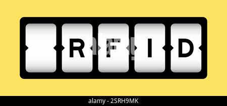 Schwarze Farbe im Wort RFID (Abkürzung für Radio-Frequency Identification) auf dem Steckplatzbanner mit gelbem Hintergrund Stock Vektor