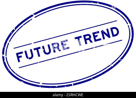 Grunge blau Zukunft Trend Wort oval Gummi Stempel auf Weißer Hintergrund Stock Vektor