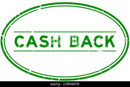 Grunge grüne Cash-Back Wort oval Gummi Siegel Stempel auf weißem Hintergrund Stock Vektor