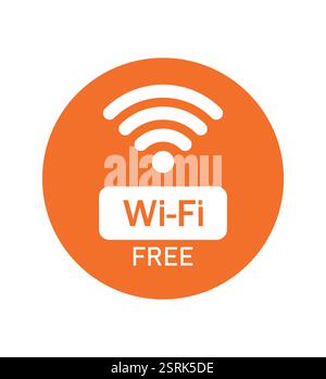 Kostenloses WLAN-Symbol. Symbol für kostenloses WLAN. Farbvektor-wlan-Zeichen auf weißem Hintergrund. WLAN-Signal, öffentlicher Ort, Restaurant, Access Point. Stock Vektor