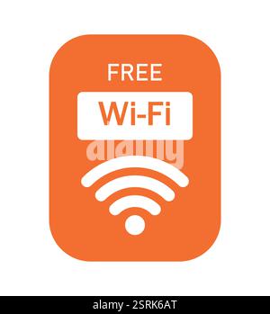 Kostenloses WLAN-Symbol. Symbol für kostenloses WLAN. Farbvektor-wlan-Zeichen auf weißem Hintergrund. WLAN-Signal, öffentlicher Ort, Restaurant, Access Point. Stock Vektor