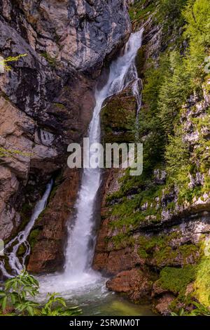 Savica-Wasserfall in der Nähe von Bohinj im Nationalpark Triglav, Slowenien Stockfoto