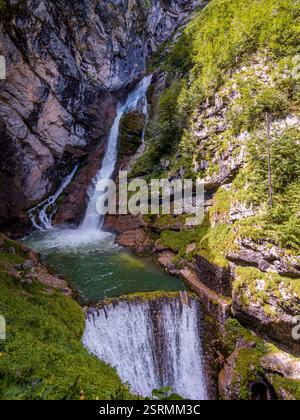 Savica-Wasserfall in der Nähe von Bohinj im Nationalpark Triglav, Slowenien Stockfoto