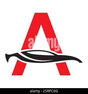 Initial Letter A Automotive Logo Design Concept with Car Symbol Vector Template Stock Vektor