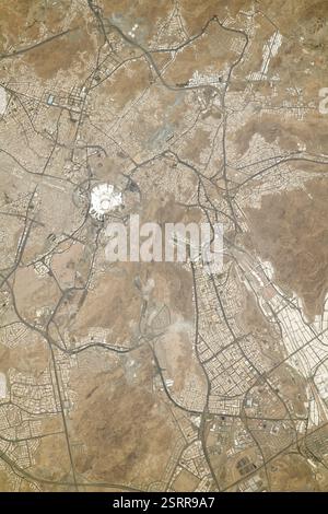 Luftfahrt von Mekka in Saudi-Arabien mit der Großen Moschee von Mekka. Stockfoto