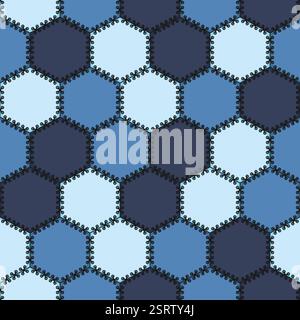 Nahtloses Patchworkmuster aus Denim. Vektorfarbe Hintergrund. Stock Vektor