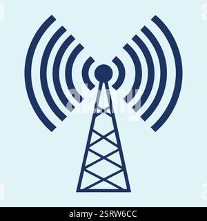 Einfaches Schwarzweiß-Funkturm-Symbol Stock Vektor
