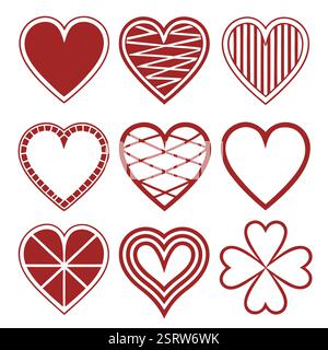 Vektorgrafik mit rotem und schwarzem Herzmuster für lebendige und kreative Designprojekte Stock Vektor