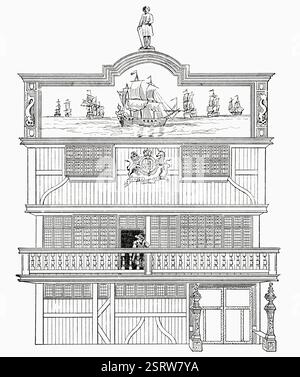 Altes Vintage-Foto der Fassade des Old East India House, London, England, Großbritannien, Europa Stockfoto