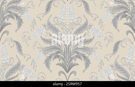 Nahtloses Musterelement für Vektorblume Aquarell. Elegante Textur für Hintergründe. Klassisches, luxuriöses, altmodisches Blumenschmuck, nahtlose Textur Stock Vektor