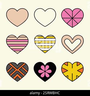 Vektorgrafik mit rotem und schwarzem Herzmuster für lebendige und kreative Designprojekte Stock Vektor