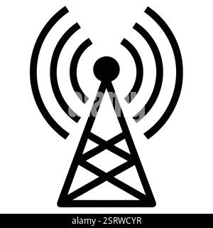 Einfaches Schwarzweiß-Funkturm-Symbol Stock Vektor