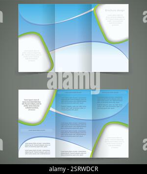 Vektorblau Broschüre Layout Design, Business Three Fold Flyer Vorlage, Stock Vektor