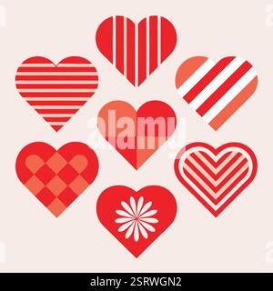 Vektorgrafik mit rotem und schwarzem Herzmuster für lebendige und kreative Designprojekte Stock Vektor