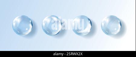 Transparente Hyaluronsäureblasen. Klare Kollagentropfen. Kosmetisches Serum Stock Vektor