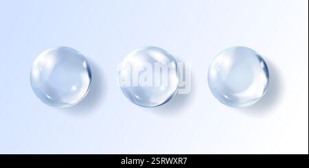 Transparente Hyaluronsäureblasen. Klare Kollagentropfen. Kosmetisches Serum Stock Vektor