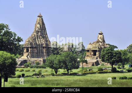 Kandariya mahadeva und Jagadambi Tempel Khajuraho madhya pradesh indien Stockfoto