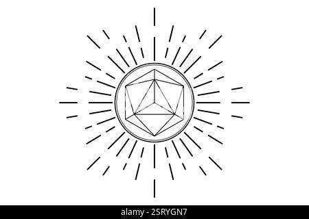 Heilige Geometrie leuchtendes Symbol, Merkaba-Logo-Vorlage, mystisches Tetraeder-Symbol. Altes esoterisches Symbol, schwarzes Tattoo im Boho-Stil, Vektor-Logo Stock Vektor
