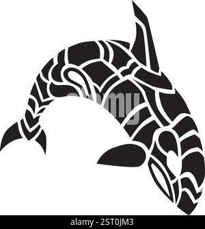 Vektor Tribal Orca Killer Wal Ozean Meer Tier Silhouette isolierte Illustration Grafik Design Tattoo Kunst Stock Vektor