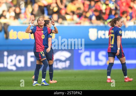 Barcelona, Esp. Februar 2025. FC BARCELONA GEGEN MADRID CFF. Am 16. Februar 2025 während des Spiels zwischen dem FC Barcelona und Madrid CFF, das dem 19. Tag der La Liga F im Johan Cruyff Stadium in Barcelona entspricht, am 16. Februar 2025. Quelle: Rosdemora/Alamy Live News Stockfoto