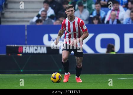 Barcelona, Spanien. Februar 2025. Yeray Alvarez vom Athletic Club spielte am 16. Februar 2025 im RCDE-Stadion in Barcelona, Spanien, während des La Liga EA Sports Matches zwischen RCD Espanyol und Athletic Club de Bilbao. (Foto: Bagu Blanco/PRESSINPHOTO) Credit: PRESSINPHOTO SPORTS AGENCY/Alamy Live News Stockfoto