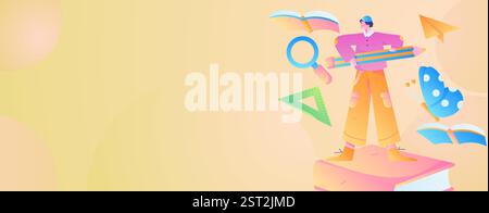 Bildung und Lernen Menschen Flachvektor Konzept Hand gezeichnet Illustration Stock Vektor