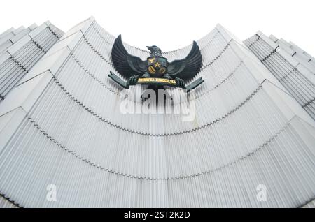 Bandung, Indonesien: Indonesisches Nationalemblem in Monumen Perjuangan (Denkmal des Kampfes) in Bandung. Das Emblem, mit nationalem Motto: Einheit Stockfoto