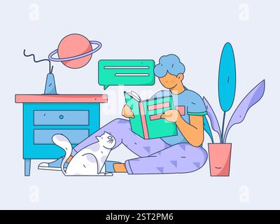 Bildung und Lernen Menschen Flachvektor Konzept Hand gezeichnet Illustration Stock Vektor