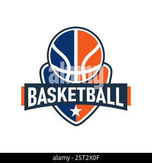 American Sports Basketballclub-Logo, Emblem, Design mit Ball. Vektor-Illustration für Sportabzeichen Stock Vektor