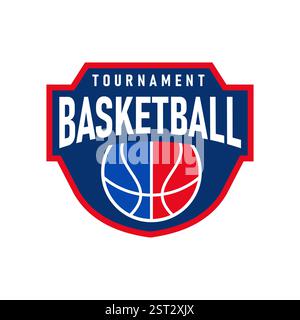 American Sports Basketballclub-Logo, Emblem, Design mit Ball. Sport-Abzeichen-Vektor-Illustration Design-Vorlage auf weißem Hintergrund Stock Vektor