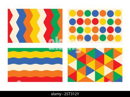 Retro-farbige geometrische abstrakte Hintergrundgruppe Stock Vektor