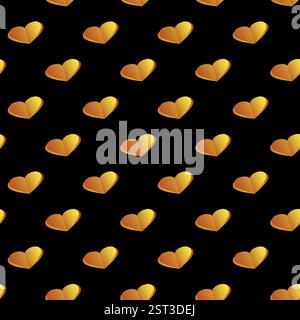 Nahtloses Muster mit goldenen Herzen. Vektorillustration für Vorlage für Feiertage. Design für Karte, Postkarte, Poster, Druck, Banner. Farbenfrohe Herzen in Zeichentrick Stock Vektor