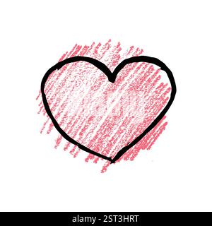 Skizzieren Sie Scribble Hearts auf rotem Hintergrund. Handgezeichneter Bleistift Scribble Hearts. Vektorabbildung Stock Vektor