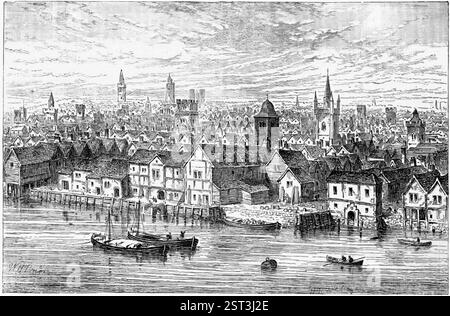 William H Prior - (nach Van Wyngard) - die Stahlwerft und das Viertel, das sich am Nordufer der Themse am Abfluss des Walbrook befindet, Stockfoto