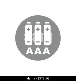 3 aaa-Batterien Vektoretikett. Aufkleber mit drei AAA-Batterien. Stock Vektor