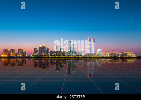 Städtische Nachtszene im Suzhou Industrial Park, Provinz Jiangsu, China Stockfoto