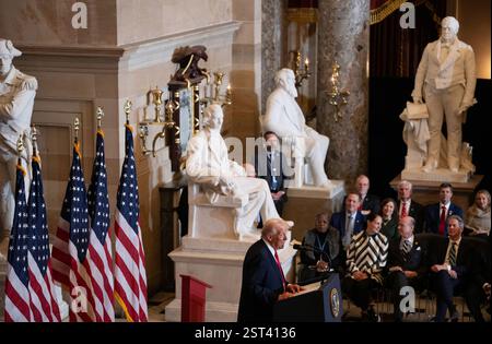 WASHINGTON DC, USA - 6. Februar 2025 - US-Präsident Donald Trump nimmt am Donnerstag, 6. Februar 2025, am National Prayer Breakfast in der US-Hauptstadt Teil Stockfoto