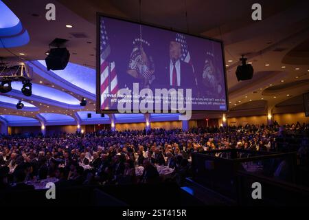 WASHINGTON DC, USA - 6. Februar 2025 - US-Präsident Donald Trump nimmt am Donnerstag, 6. Februar 2025, am National Prayer Breakfast in der US-Hauptstadt Teil Stockfoto