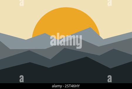 Abstraktes Minimalistisches Wandbild Aus Der Mitte Des Jahrhunderts Stock Vektor