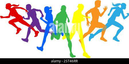 Silhouette Läufer Laufsport Silhouetten Set Stock Vektor