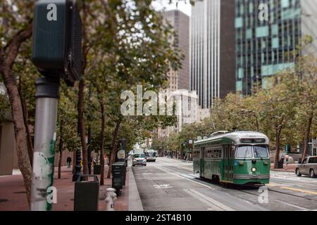 Trolley auf der Straße in San Francisco Stockfoto