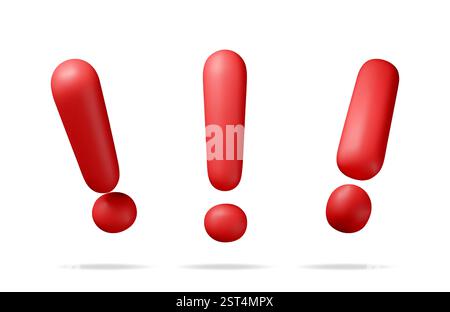 3D-Ausrufezeichen isoliert auf weiß Stock Vektor