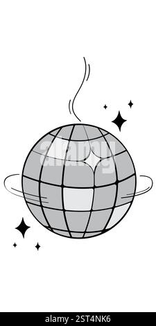 Einfache Graue Hand Gezeichnete Disco Ball Doodle Illustration Stock Vektor
